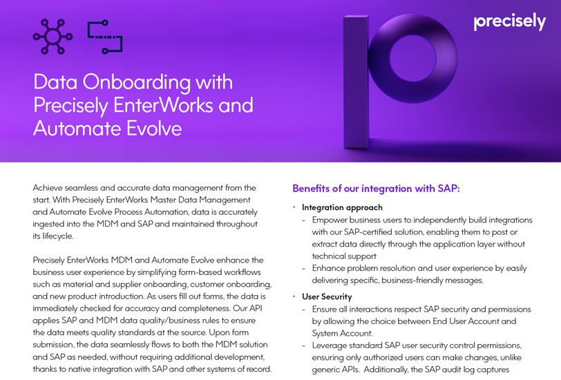 Data Onboarding with Precisely EnterWorks and Automate Evolve